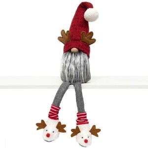 Gnome Reindeer Antler Hat Fuzzy Slippers Fun Whimsical Holiday Accent Collector